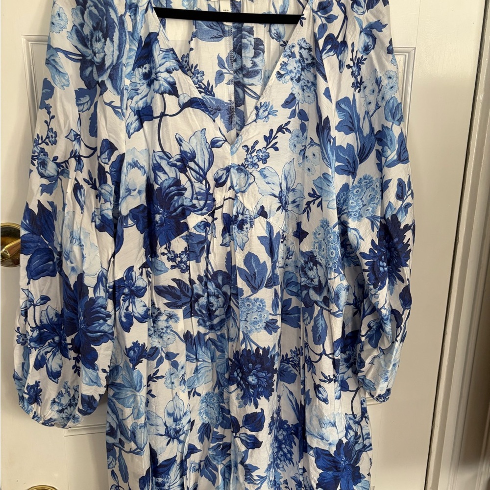 Floral Blue and White Dress